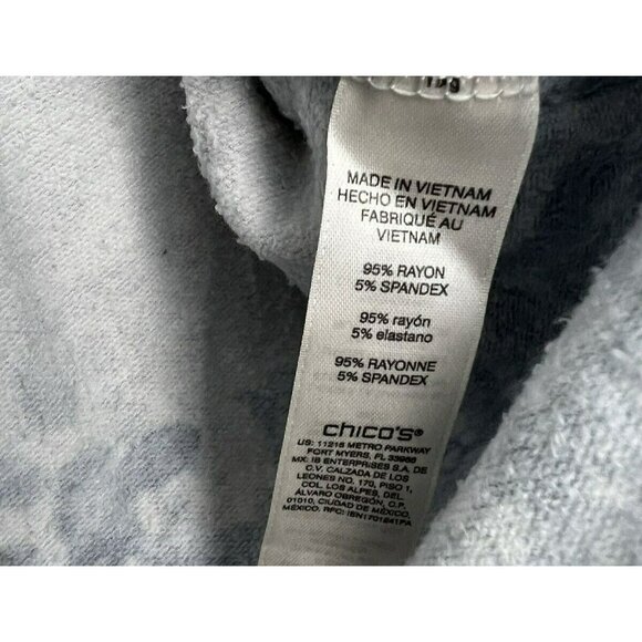 Chicos Women's Top 2 US Large Blue White Long Sleeve Stretch Pullover Paisley - Picture 4 of 7